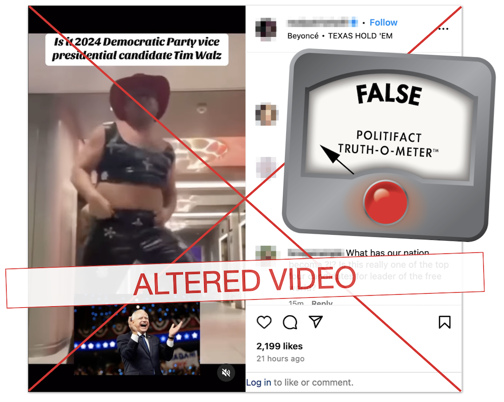 Tim Walz dancing to Beyonce claim graphic