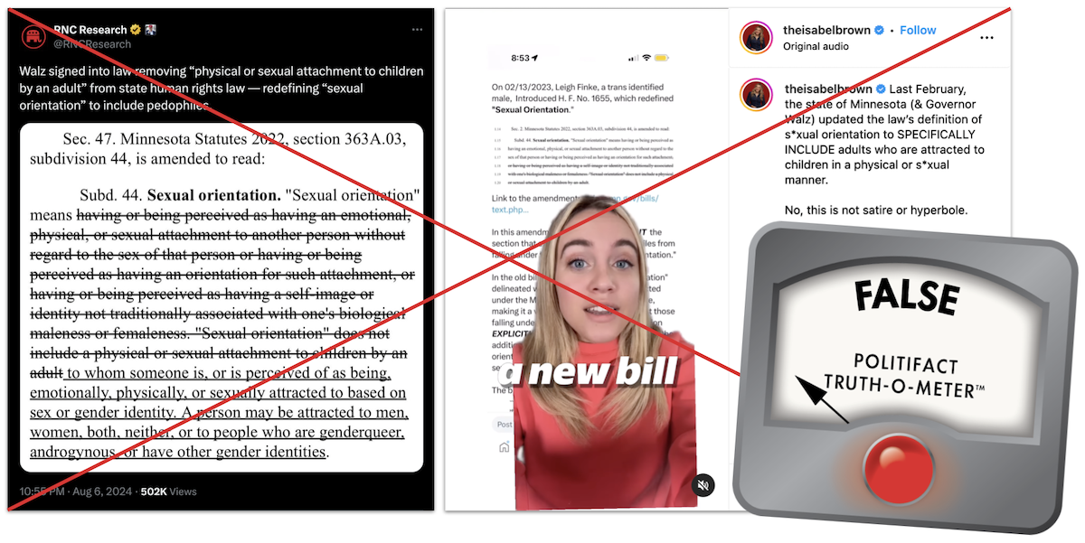 Walz signed bill to protect pedophiles claim graphic