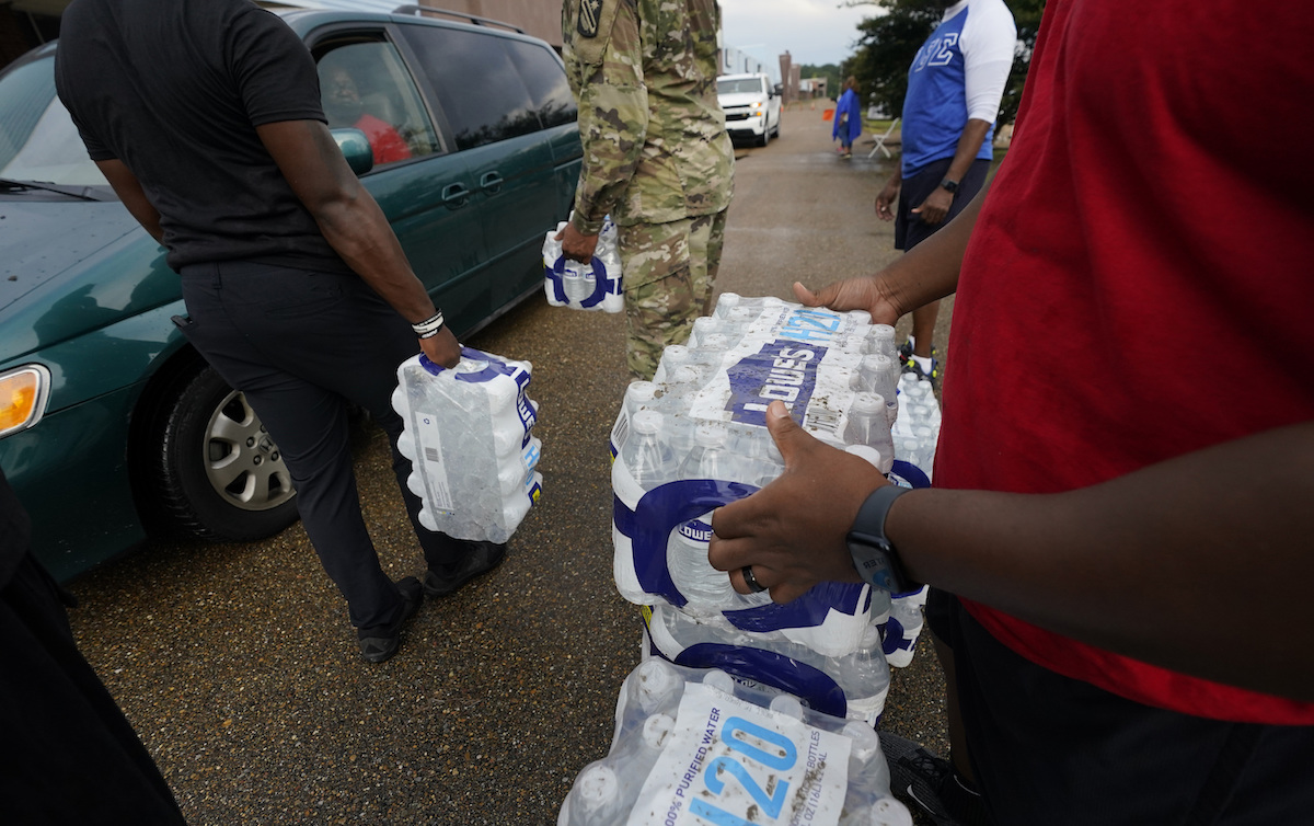 Water distributed in Jackson, Miss.