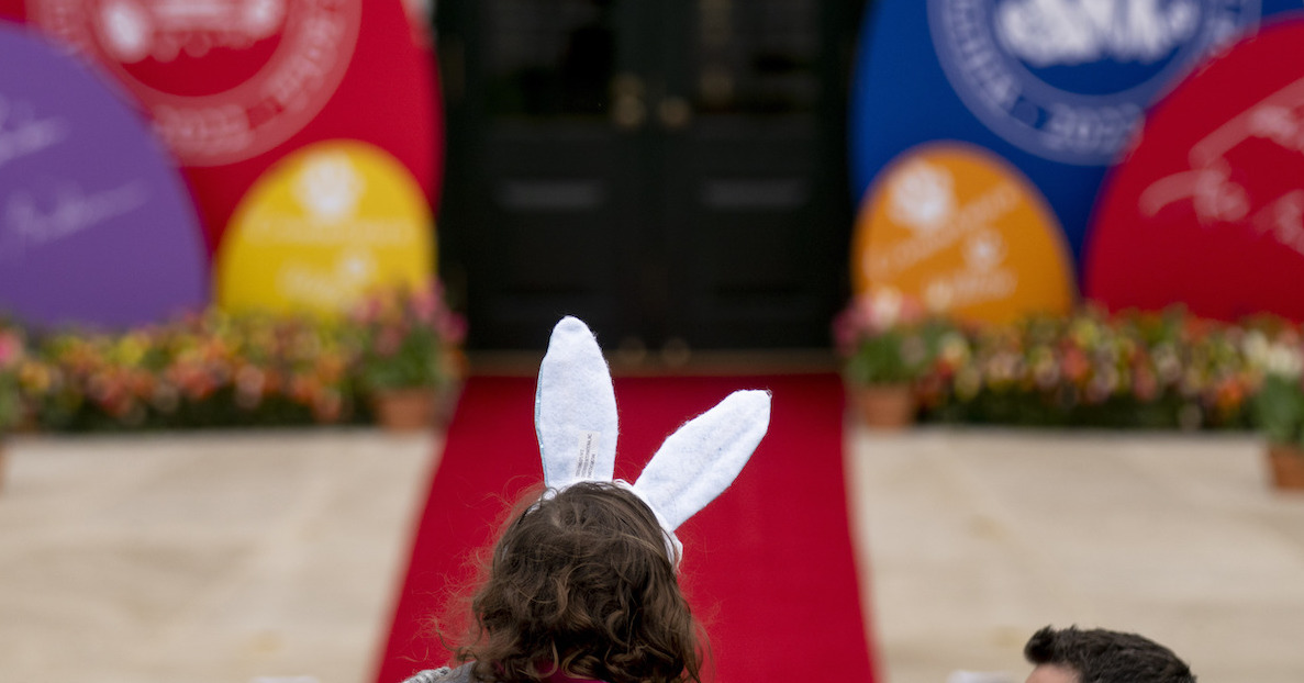 Kid at Biden Easter Egg Roll at the White House, 4-18-2022