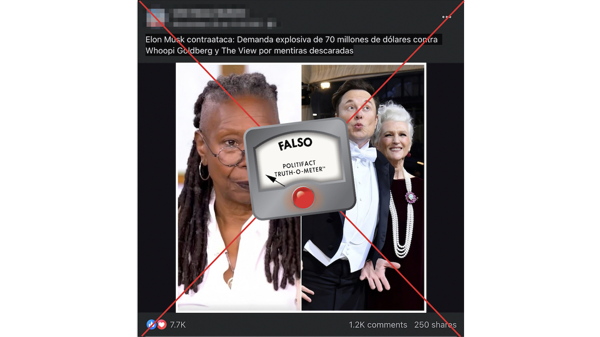 Grafico falso de Elon Musk demandando a Goldberg