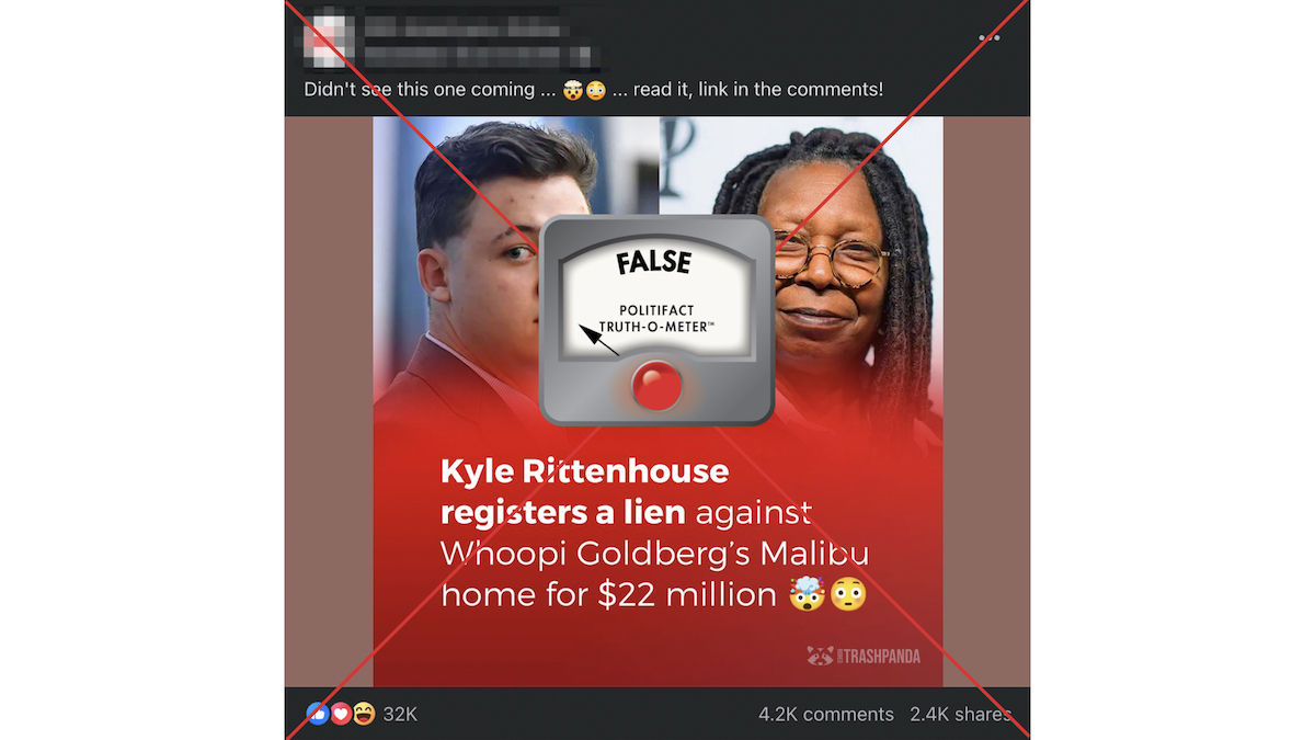 False Graphic of Rittenhouse registering lien