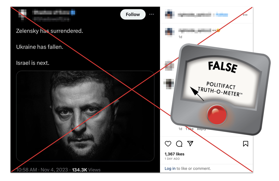 Zelenskyy surrender claim edited screenshot