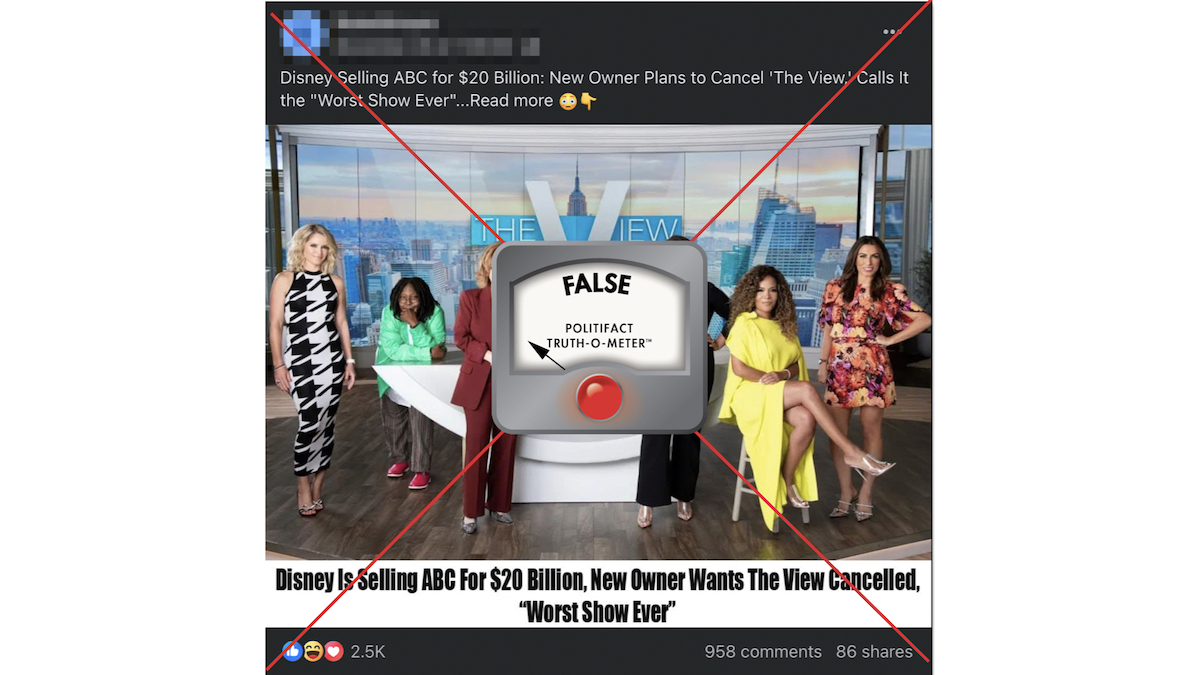 False graphic of Disney selling ABC 11/28/2024