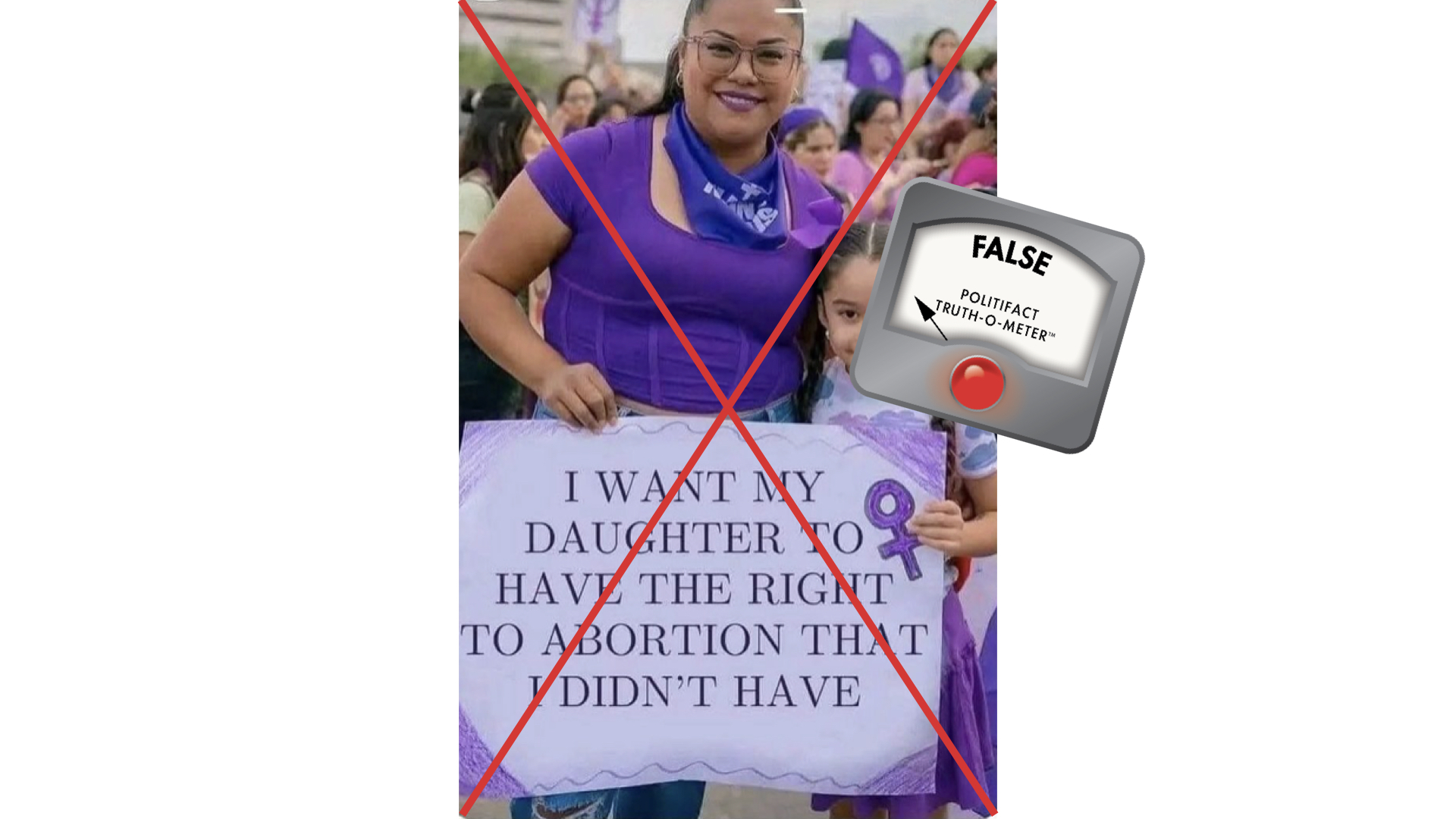 False claim, woman holding edited pro-abortion sign, 11/21/24