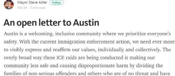 Steve Adler open letter 2/17