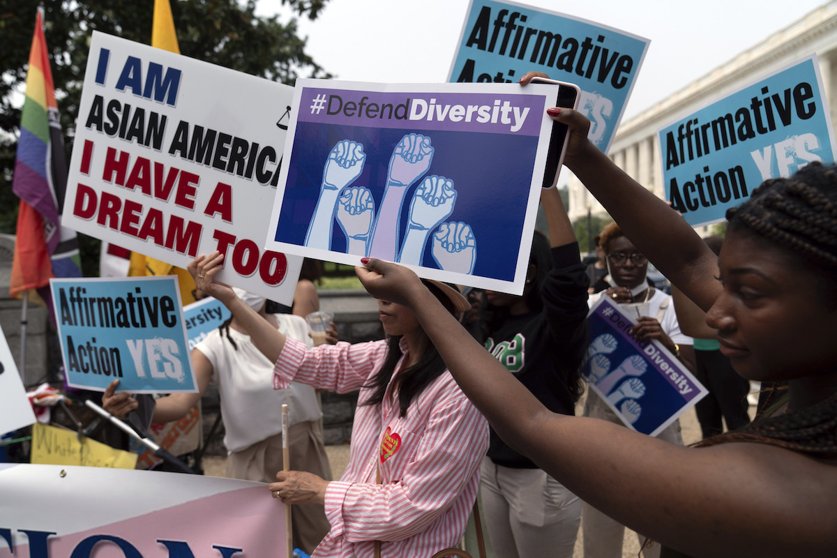 Affirmative action protest outside Supreme Court, 6-29-2023
