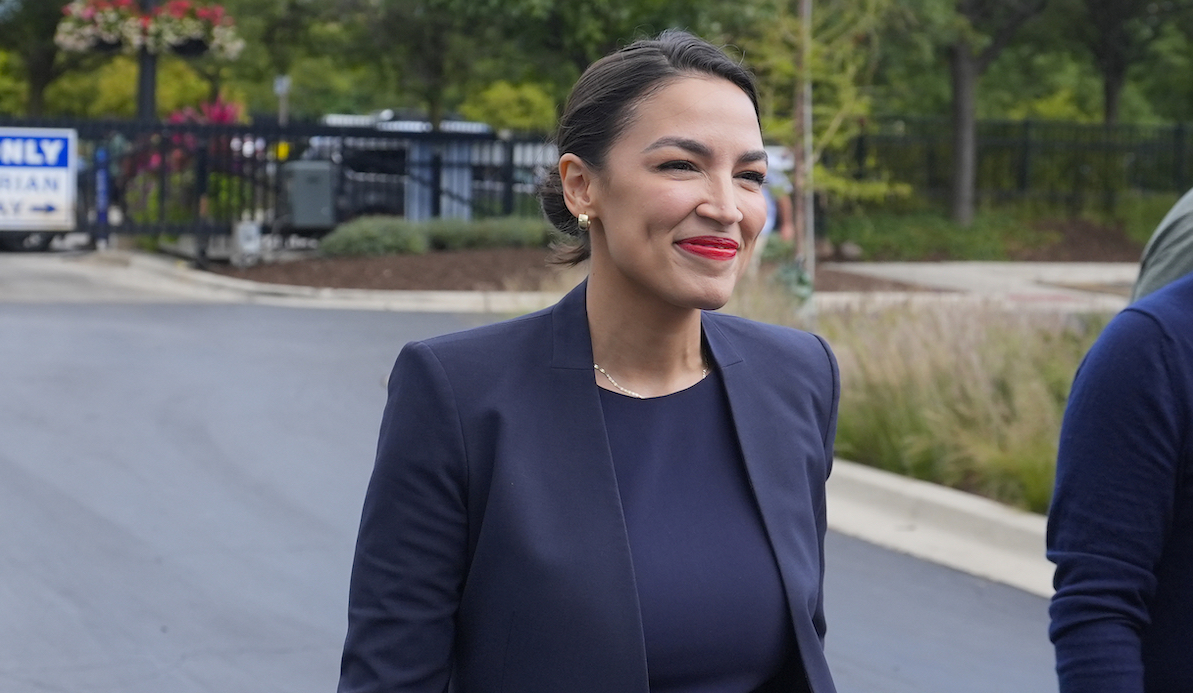 Alexandria Ocasio-Cortez at the DNC in Chicago, 8-17-2024