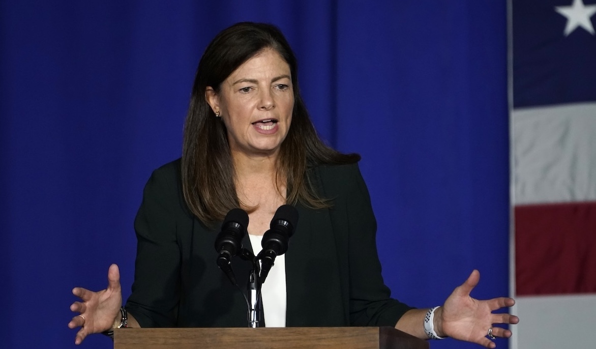 Sen. Kelly Ayotte, R-N.H., speaks in Gilford, N.H., 9-22-2020