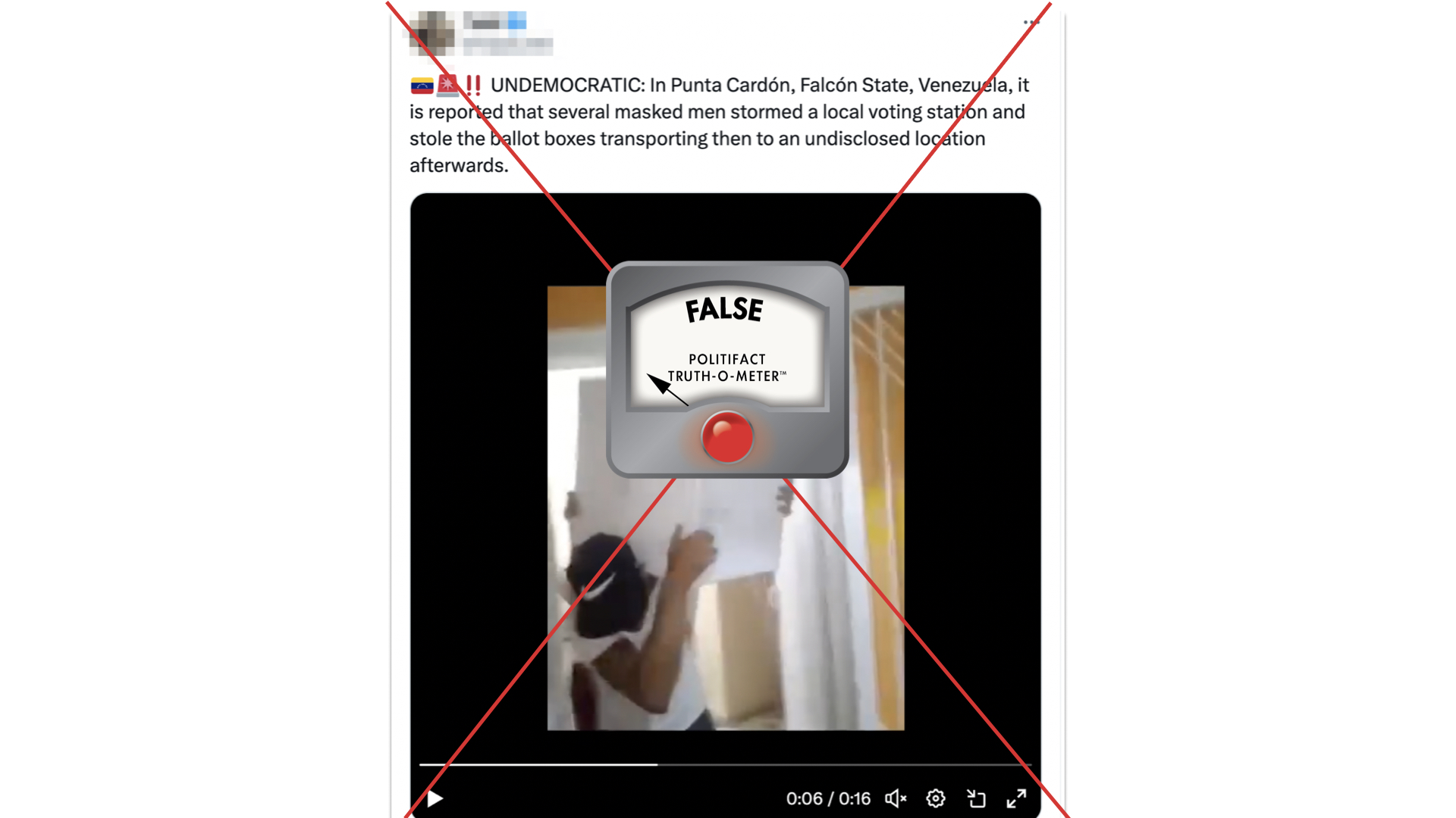 Graphic of fake post of Ballot boxes in Venezuela 07/28/24
