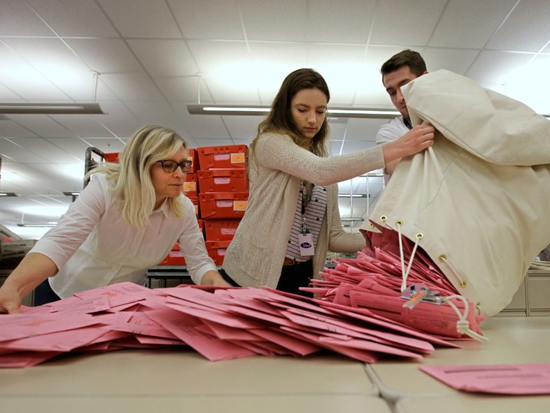 Ballots at California election office