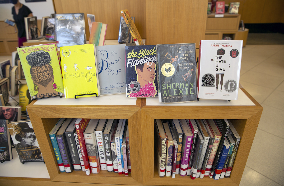 Banned book display at NYC library