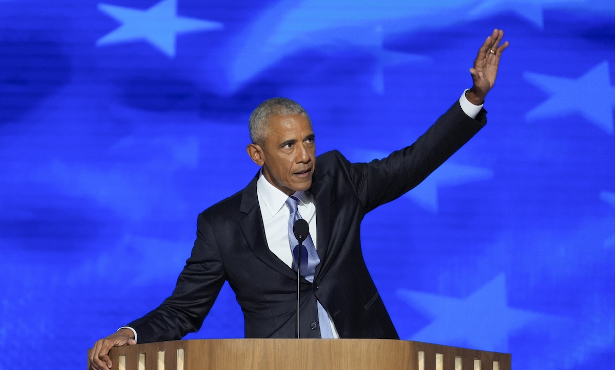 Barack Obama at the DNC in Chicago, 8-20-2024