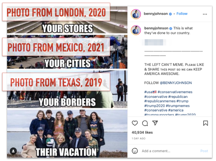 Benny Johnson out-of-context photos Instagram post June 20, 2022, marked