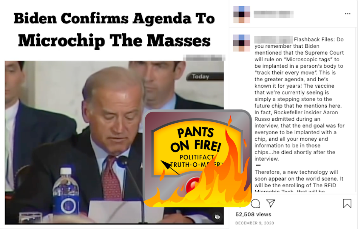 Biden microchip Instagram screenshot with meter