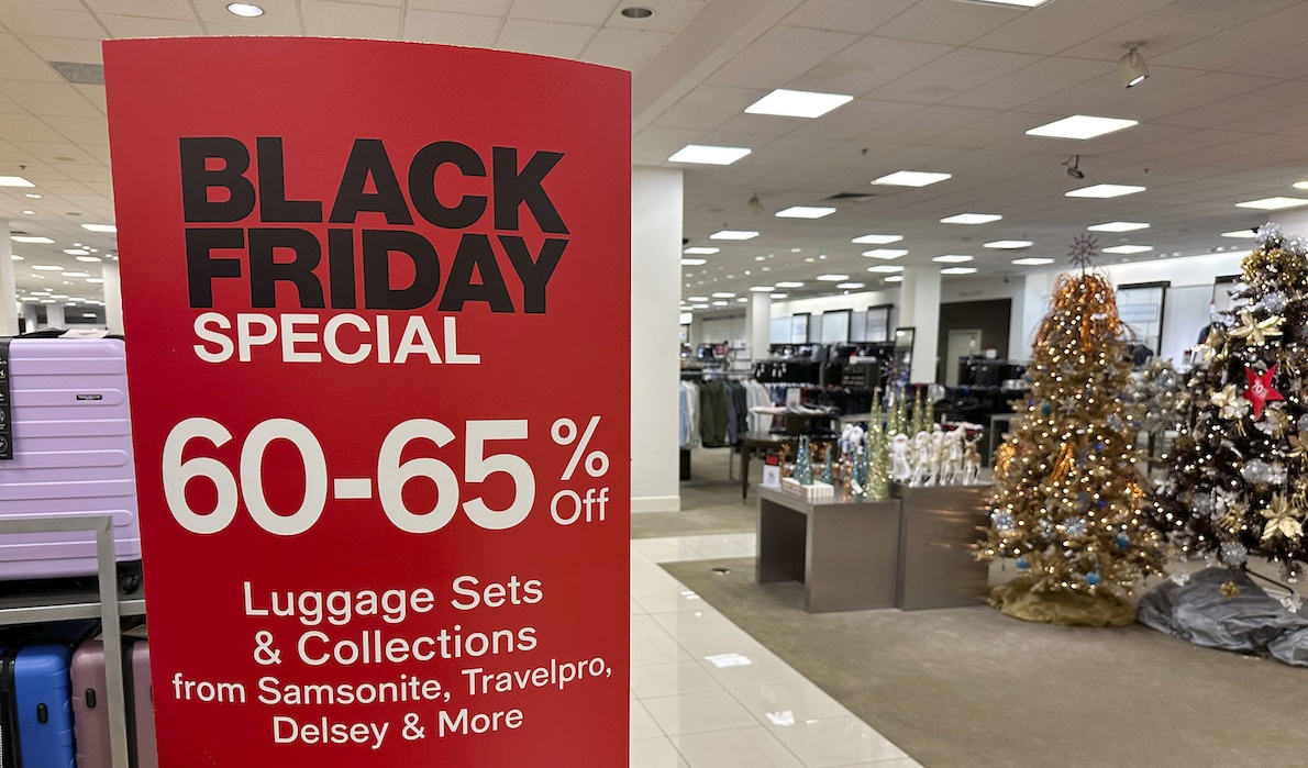 Black friday deal sign in Denver, 11-24-2023