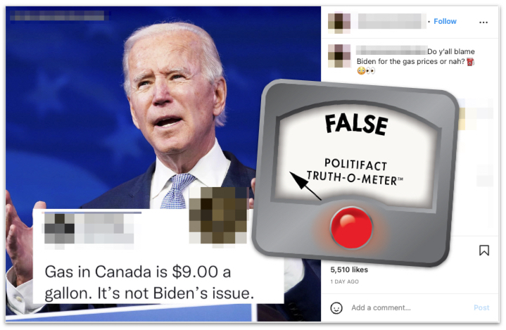 Canada gas $9 Instagram post, marked