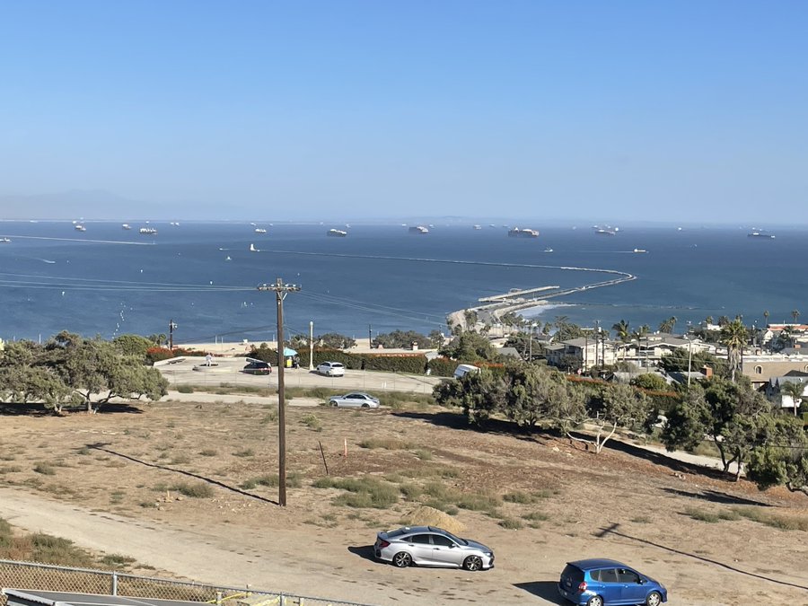 Cargo ships off CA coast
