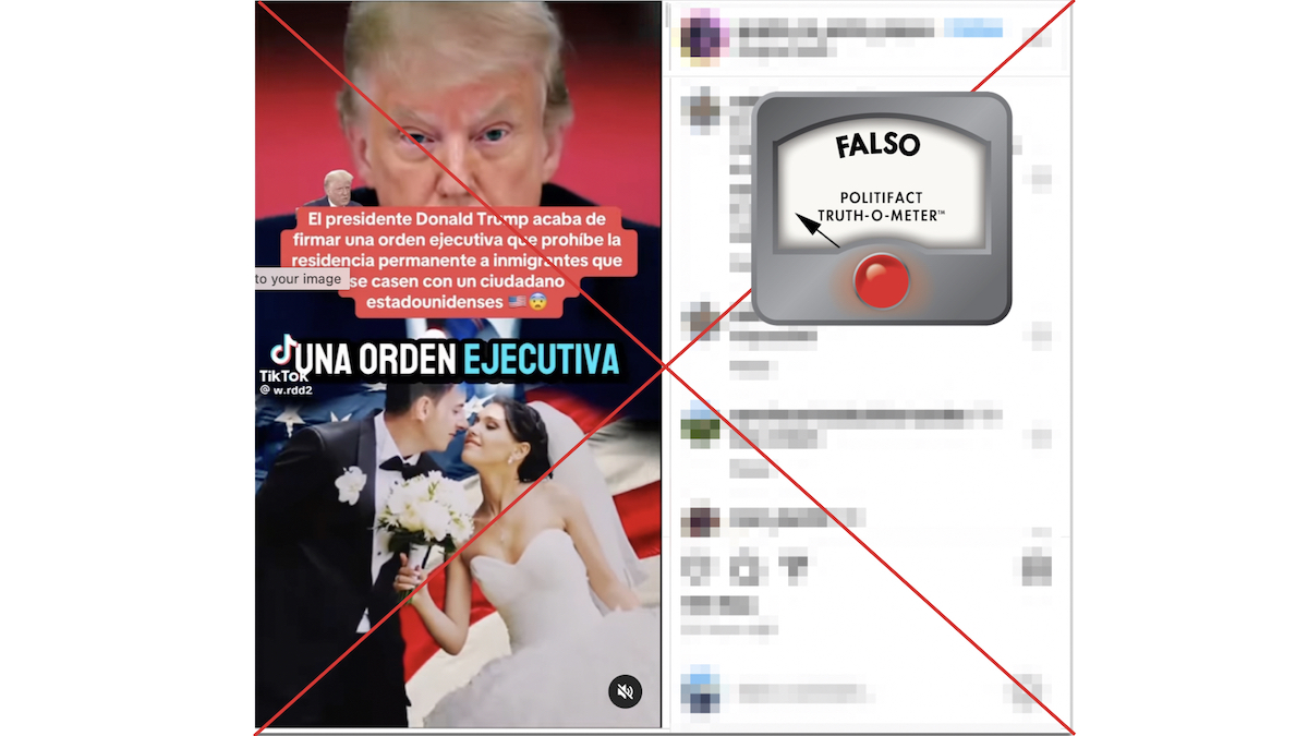 Grafico falso prohibiendo residencia permanente por matrimonio