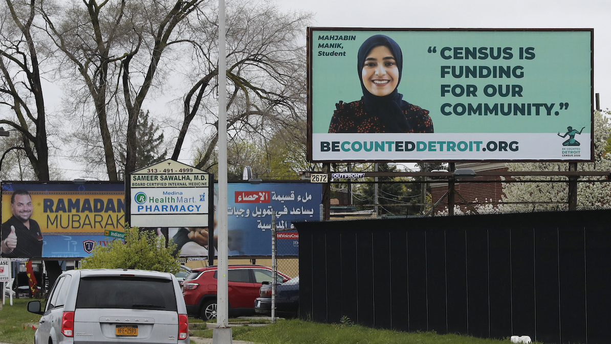 Census sign in Dearborn, Mich., in 2020