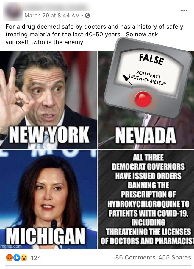 Actual state chloroquine orders