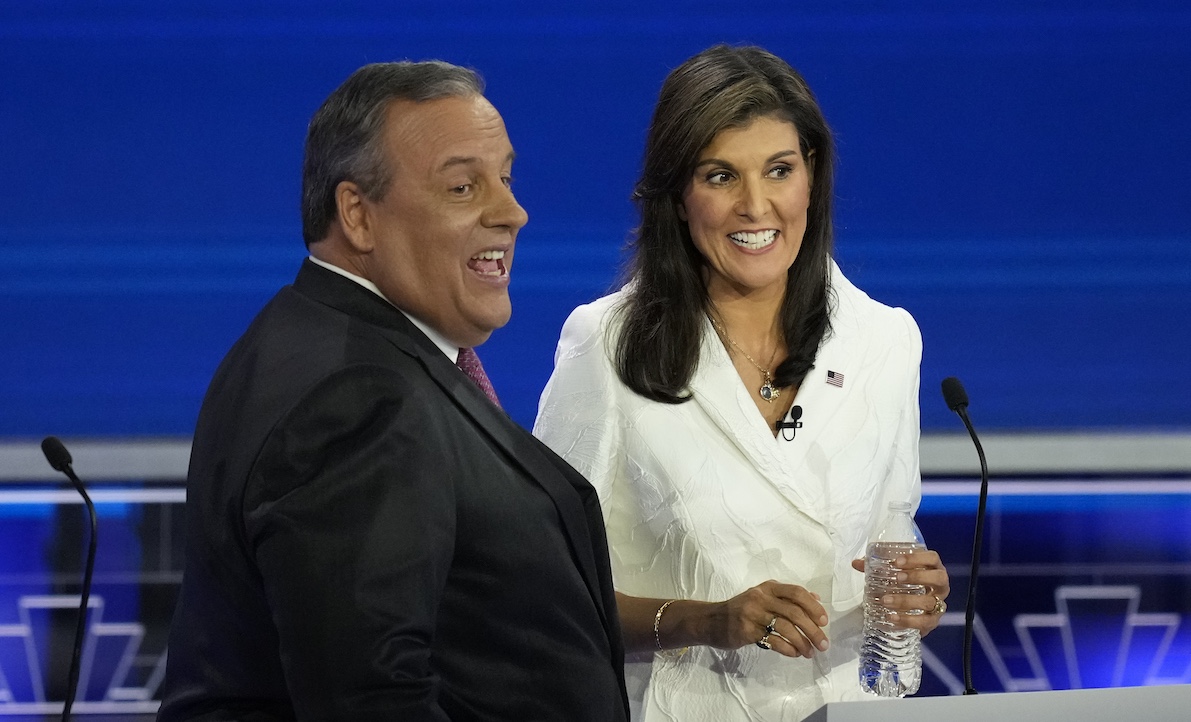 Nikki Haley and Chris Christie, GOP debate in MIami, 11-8-2023