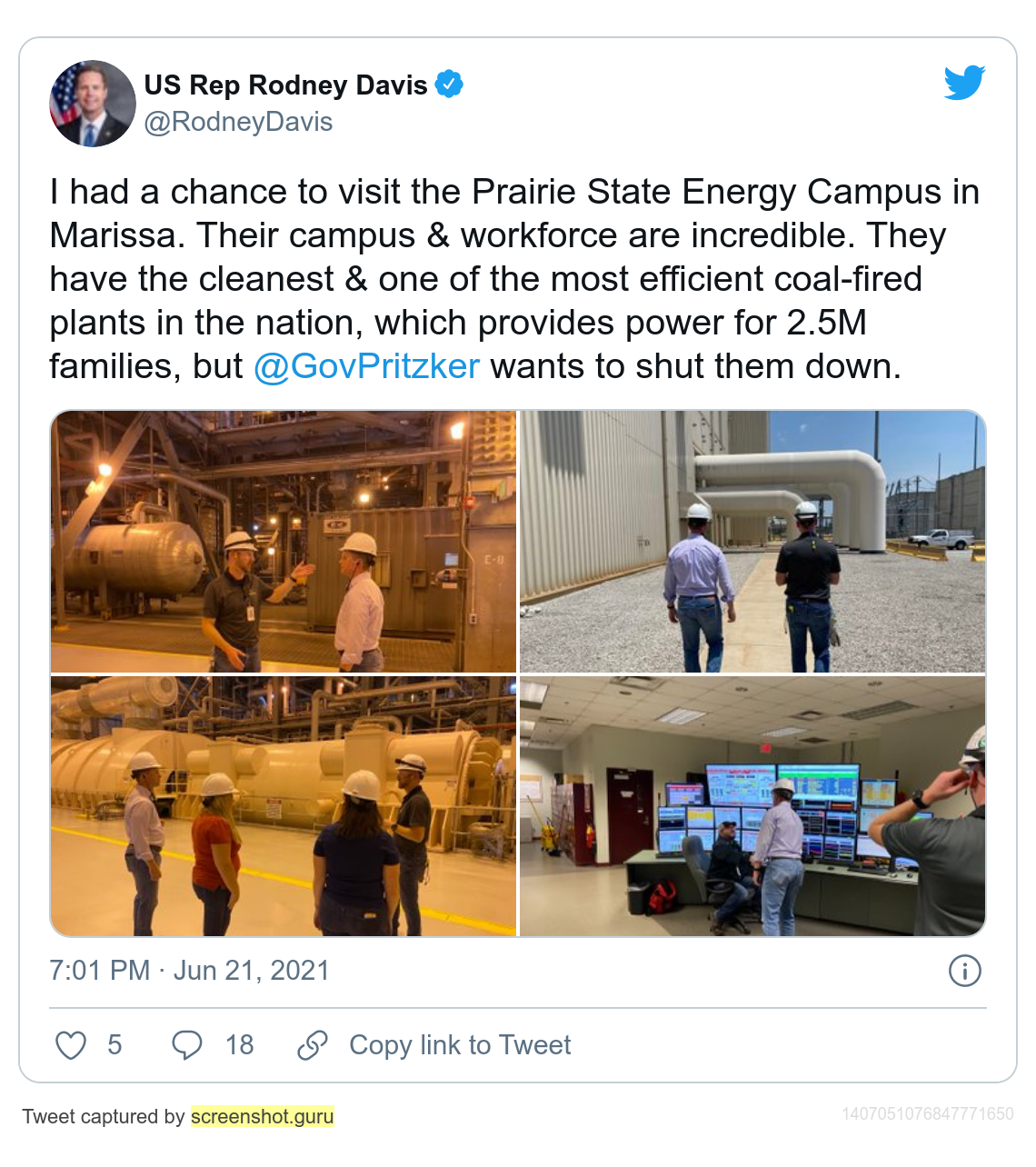 Rodney Davis Prairie State tweet