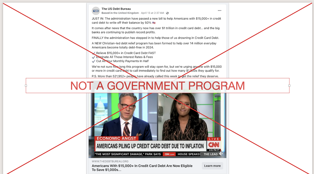 Debt relief screenshot