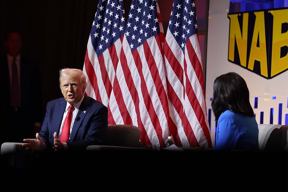 Donald Trump talks to ABC's Rachel Scott at NABJ conference in Chicago, 7-31-2024
