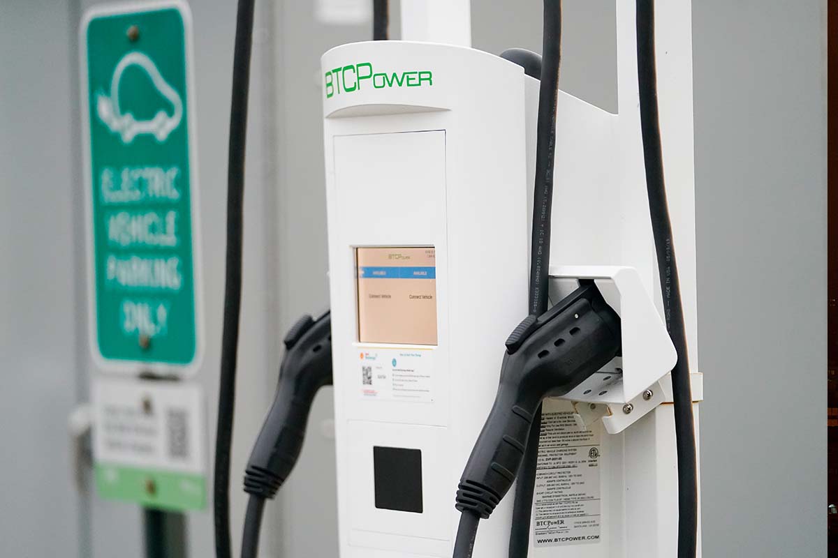 Electric car chargers in Cockeysville, Maryland, 1-3-2023