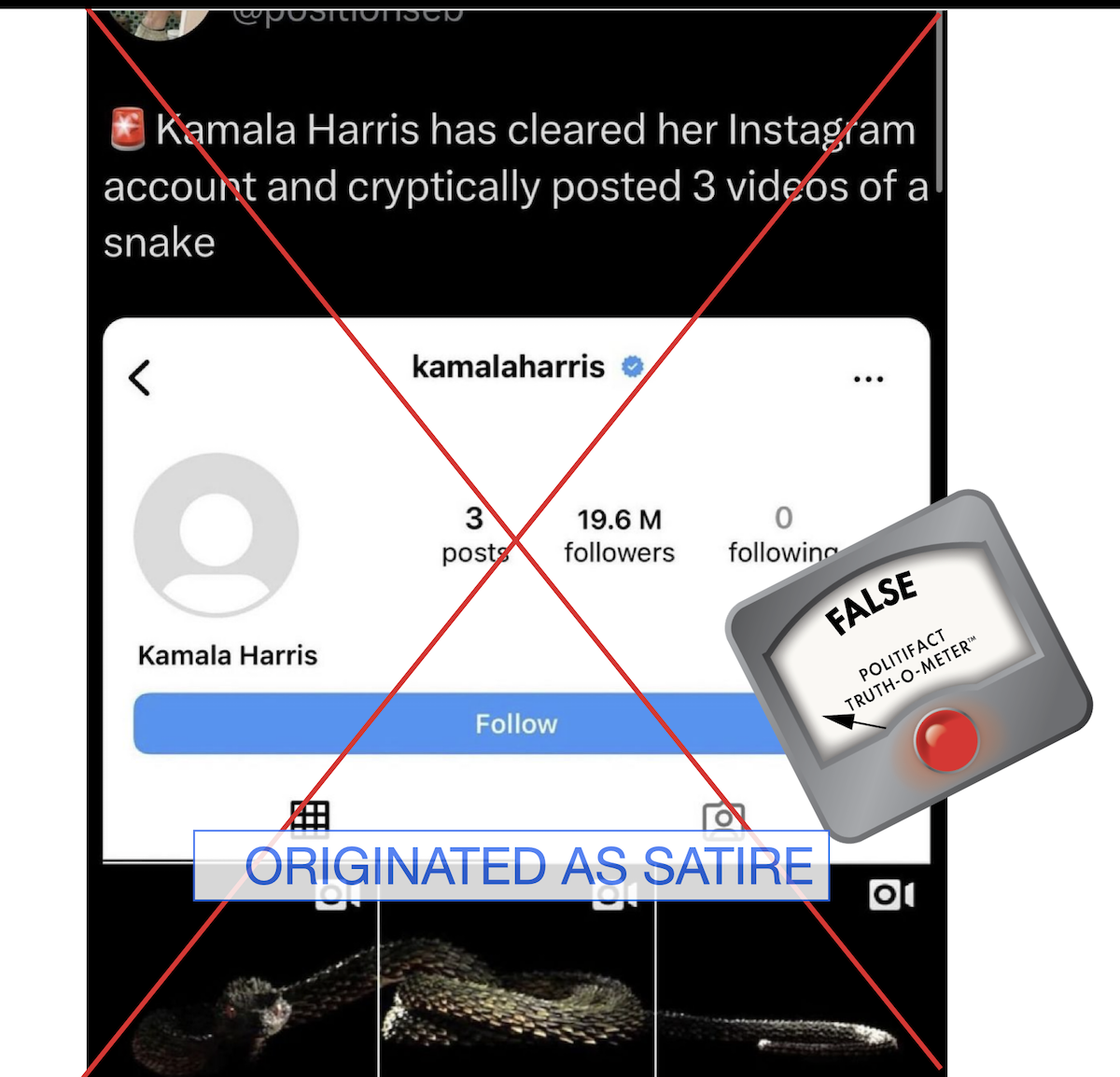 Fake Kamala Harris Instagram screenshot - 11-12-2024