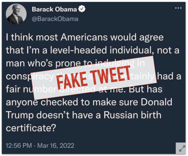 Fake Obama Trump birth certificate tweet