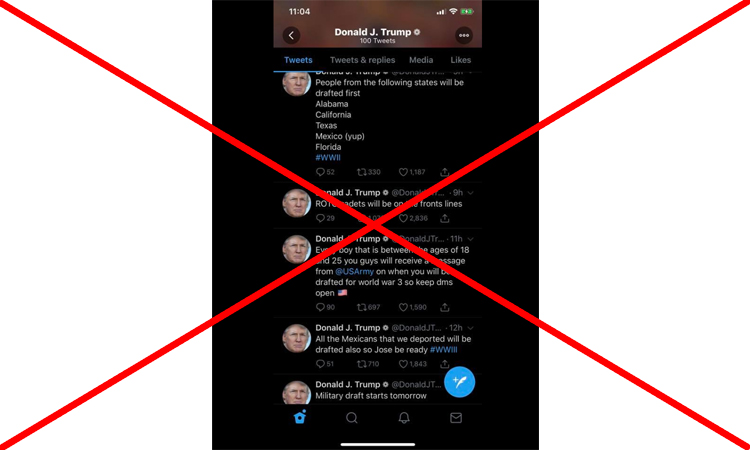 Draft misinfo: Fake Trump tweet thread