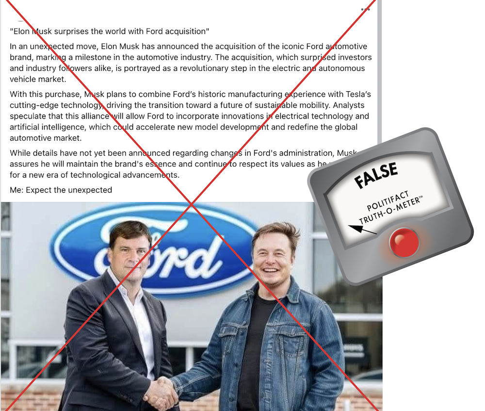 False graphic Elon Musk buys Ford
