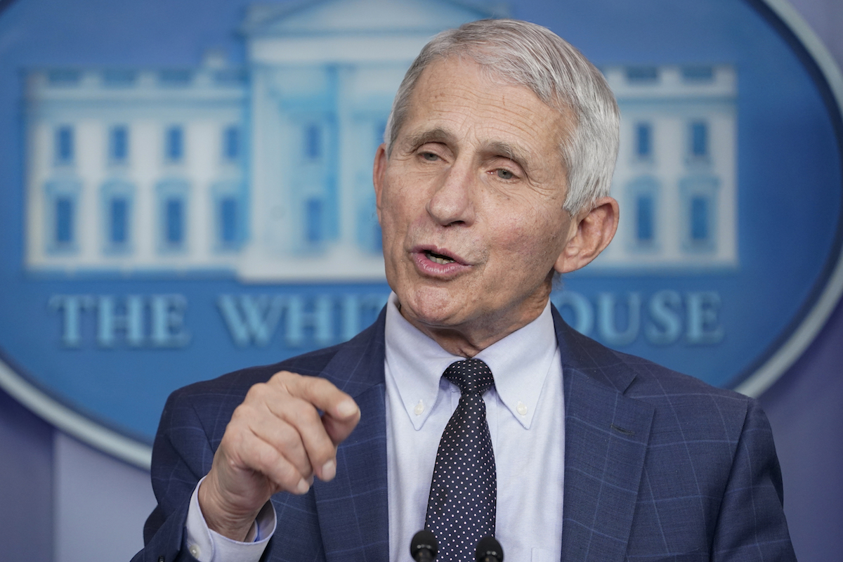 Dr Anthony Fauci speaks during a White House COVID-19 briefing in December 2021