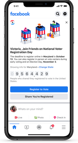 FB voter message screenshot