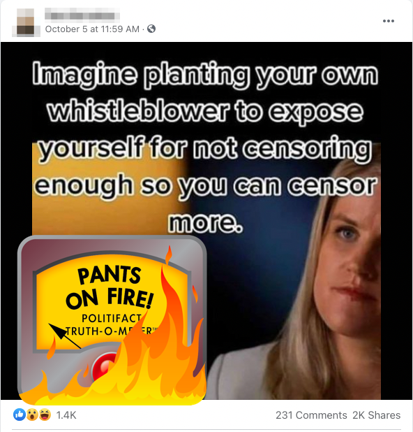 FB whistleblower Facebook post with POF logo