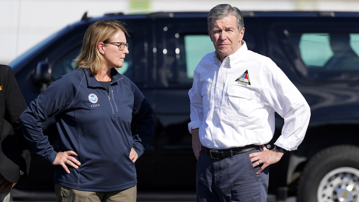 North Carolina Gov. Roy Cooper and FEMA in Charlotte, NC, 10-5-24