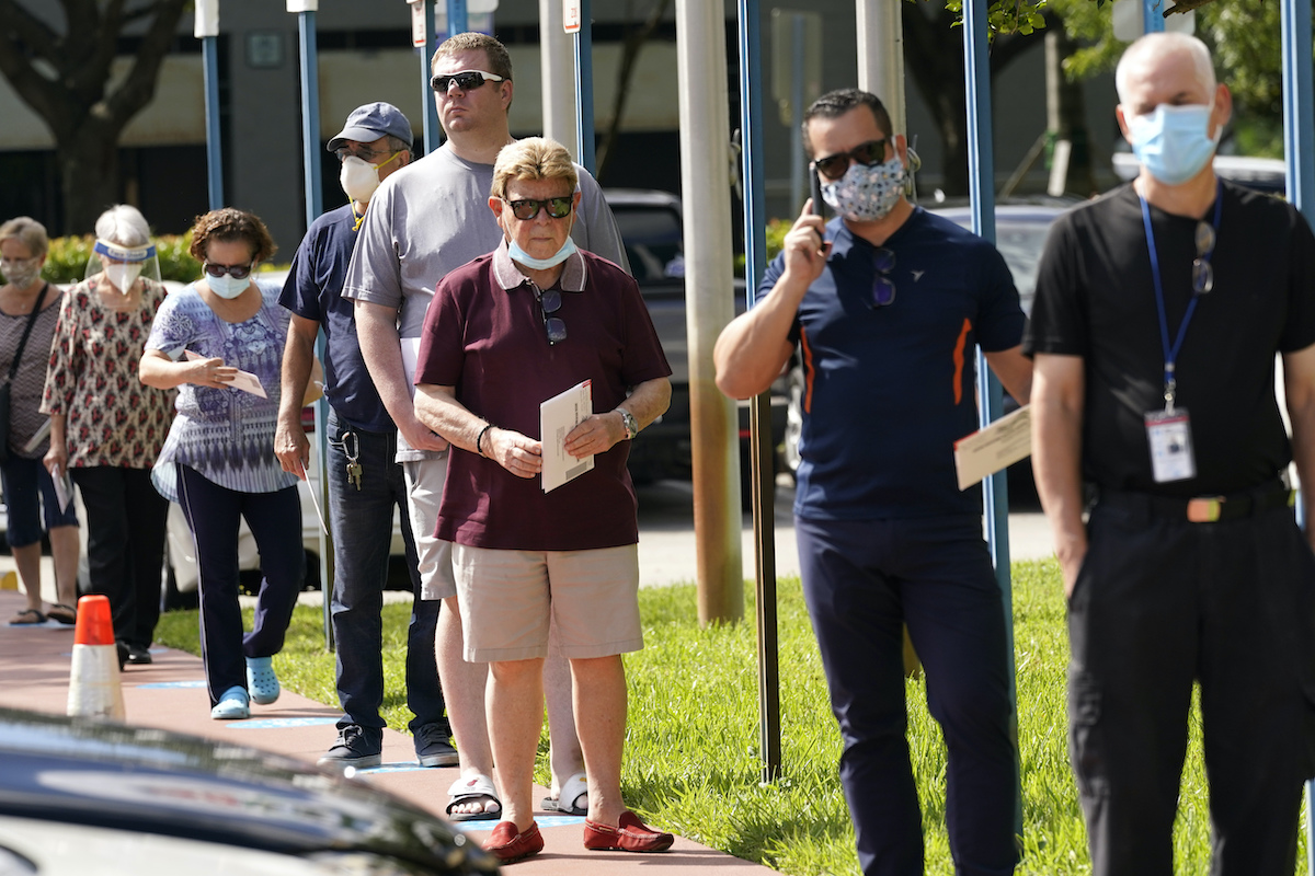 Miami Dade line to drop off mail ballot OCt 2020