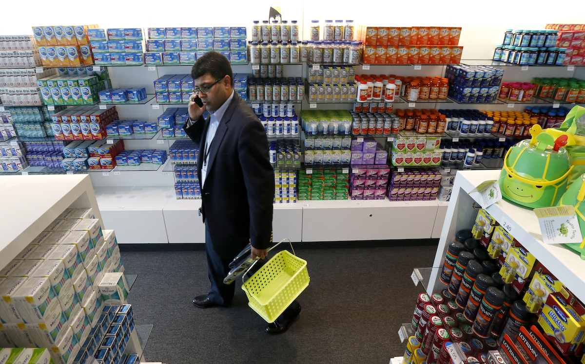 In this photo from May 13, 2015, a a Bayer Pharmaceuticals employee shops at the employee shop in the company's facility in Whippany, N.J. (AP)