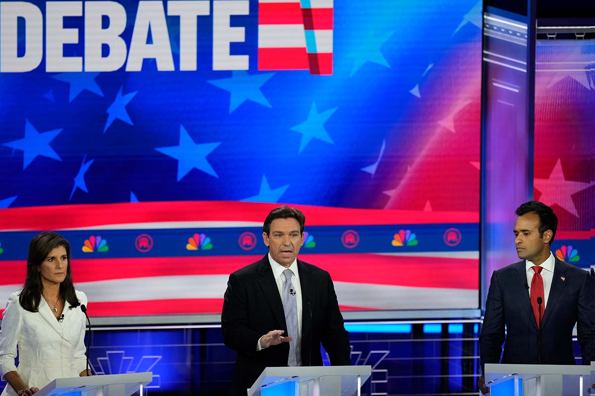 DeSantis, Haley and Ramaswamy, GOP debate in MIami, 11-8-2023