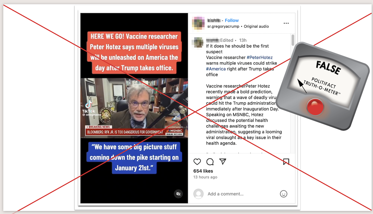 Hotez claim screenshot