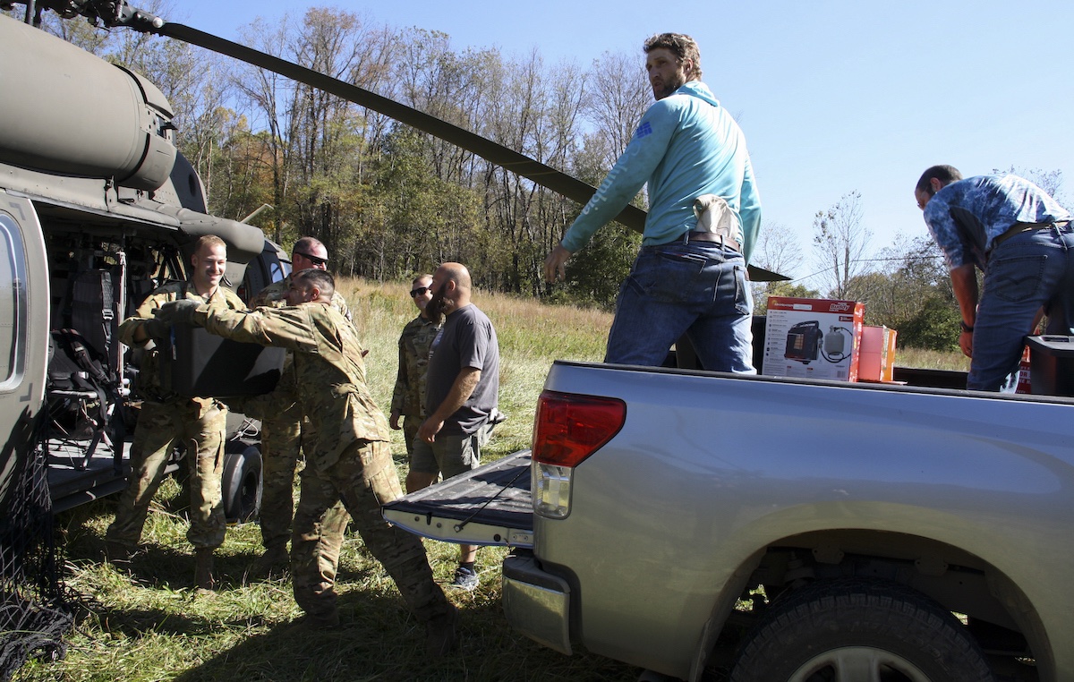 North Carolina Army National Guard delivers supplies to hurricane victims in in Elk Park, N.C. 10-8-24