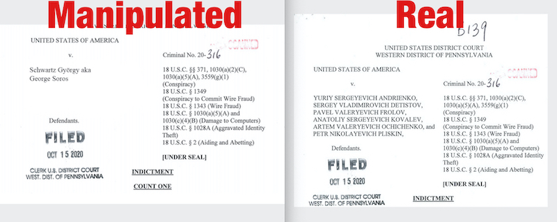 soros arrested fake indictment