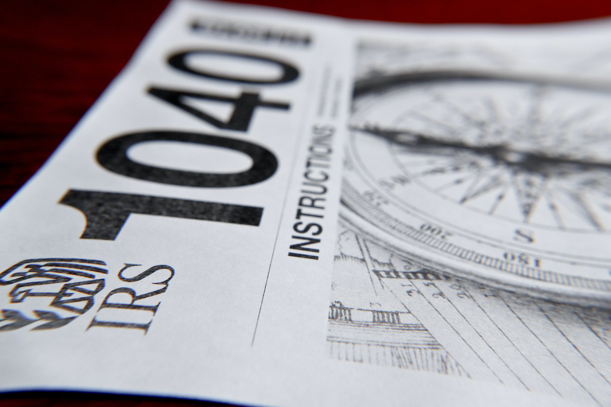 Photo of an IRS 1040 form