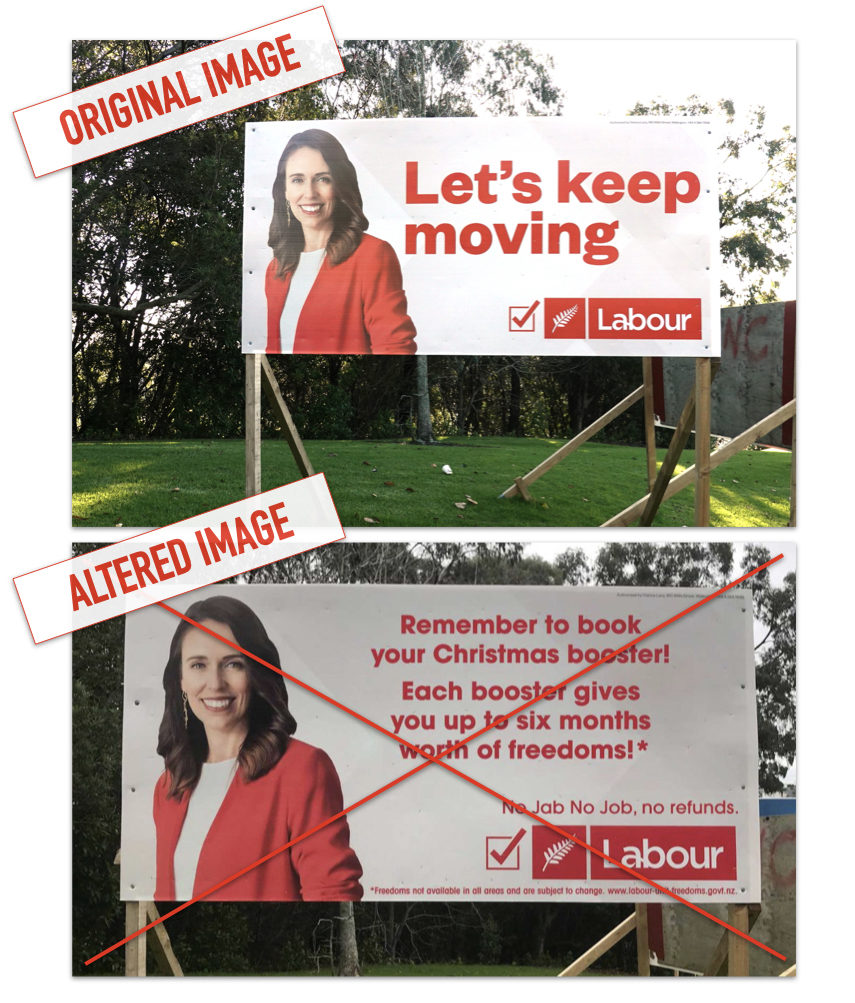 Fake Jacinda Ardern vaccine poster illustration