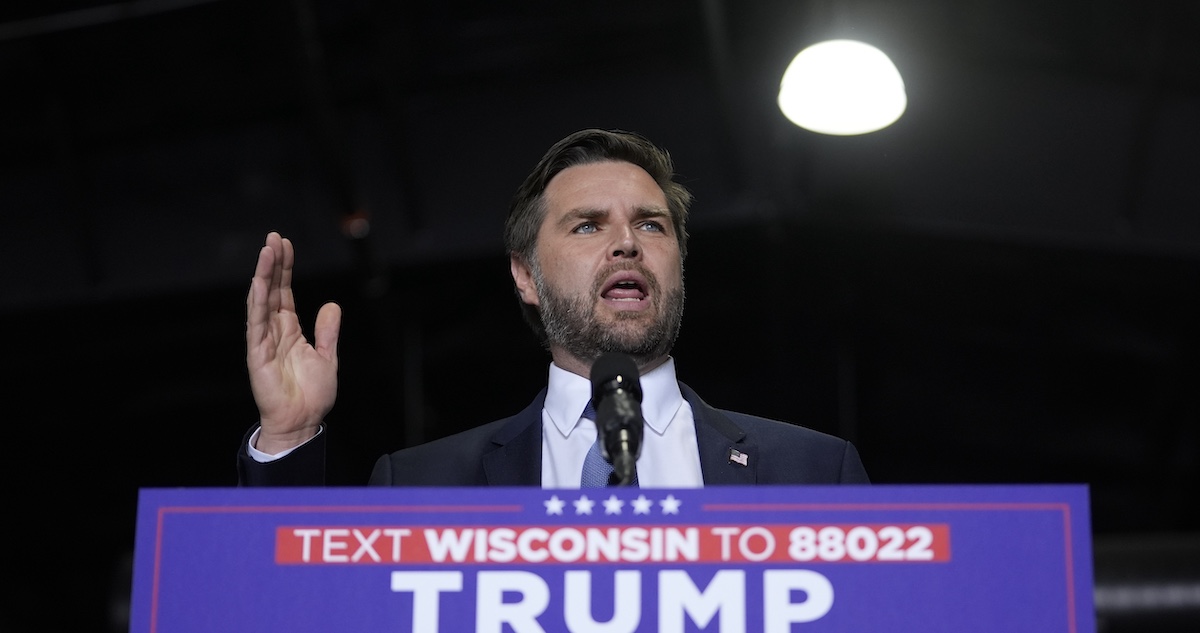 Sen. JD Vance, R-Ohio, at a campaign rally in Eau Claire, WIs., 9-17-2024