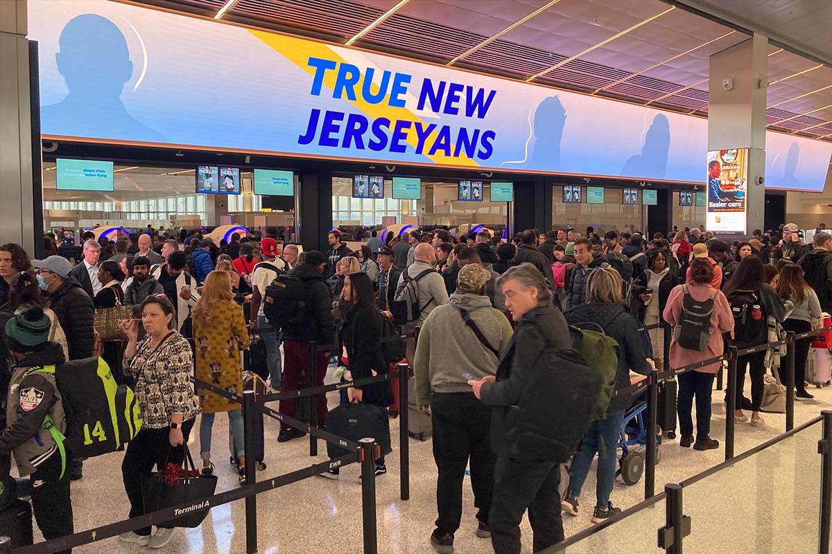 Passengers at Liberty Airport Terminal in Newark, N.J., 9-12-2023