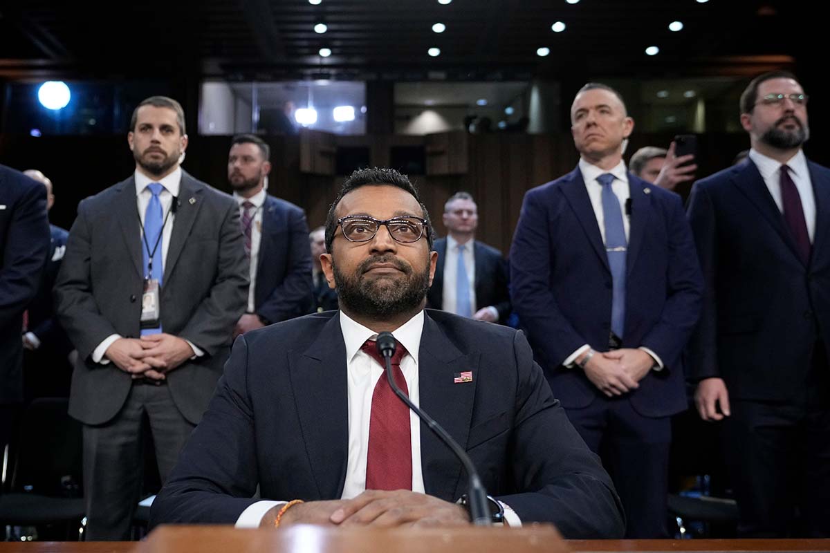 Kash Patel at his Senate confirmation hearing in Washington, 1-30-2025