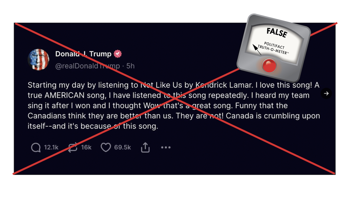 False claim Trump posting about Drake and Kendrick Lamar, 11/10/24